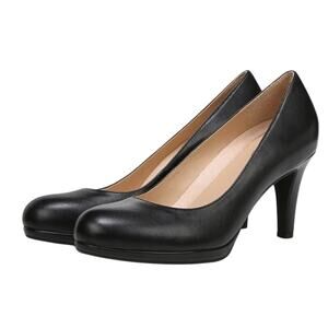 Naturalizer Womens Michelle Pumps US 8.5 Wide EU 39 Black Leather Slip On NIB